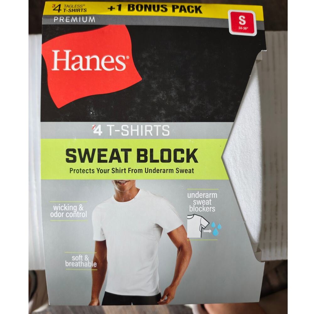 Hanes's Premium Sweat Block T-shirts 5 pack adult small NIB